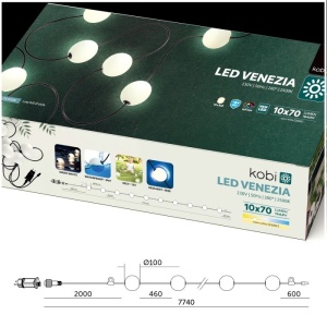 Ghirlanda luminoasa Venezia, 8W, lumina calda(2500 K), 7.74 m, protectie IP67 [9]- savelectro.ro