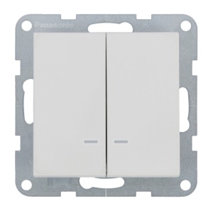 Prize si intrerupatoare, Intrerupator dublu cu led 10A, IP20, Seashell, Panasonic Karre Plus 55 Soft Touch - savelectro.ro