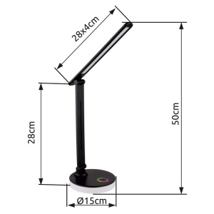 Lampa de birou LED Geraldo 5W + RGB 2W, lumina calda/neutra/rece, 538 lm, dimabila, neagra mat, Globo Lighting [3]- savelectro.ro