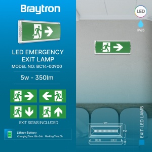 Lampa emergenta EXIT LED 5W, 350lm, 6500K, IP65, 180 min, Braytron [4]- savelectro.ro