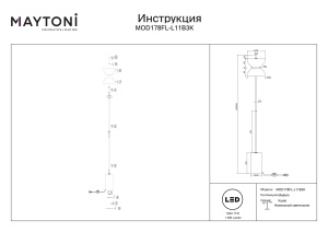 Lampadar LED Kyoto MOD178FL-L11B3K, cu intrerupator, 11W, 1300lm, lumina calda, IP20, negru+alb, Maytoni [3]- savelectro.ro