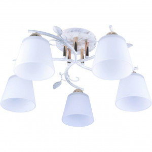 Corpuri de iluminat, Lustra Brush LY-3141, 5xE27, alba+aurie, IP20, Klausen - savelectro.ro