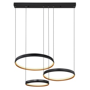 Lustre LED, Lustra LED Halli 55W, lumina calda/neutra/rece, 3000 lm, telecomanda, dimabila, neagra mat+aurie, Globo Lighting - savelectro.ro