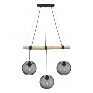 Corpuri de iluminat, Lustra Matroz KL103012, 3xE27, neagra+naturala, IP20, Klausen - savelectro.ro