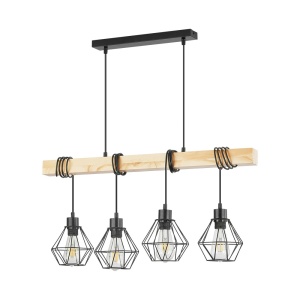 Lustra Wooden BR-BV02-00020, 4xE27, neagra+natural, IP20, Braytron [3]- savelectro.ro