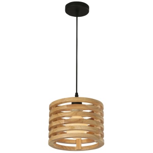 Corpuri de iluminat, Pendul Corvus KL6370, 1xE27, lemn natur + negru, metal + lemn, stil vintage, Klausen - savelectro.ro