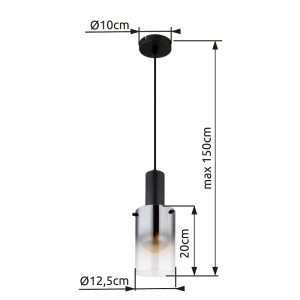 Pendul Florentina, 1xE27, IP20, negru mat/fumuriu transparent, Globo Lighting [3]- savelectro.ro
