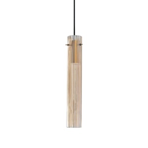 Pendule, Pendul LED Flam 10W, lumina calda (3000 K), 480lm, IP20, ambra, textura dungata, Ideal Lux - savelectro.ro