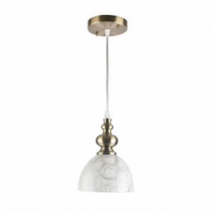 Pendul Rini, 1 bec, dulie E27, alba, bronz, metal, sticla, Klausen [1]- savelectro.ro