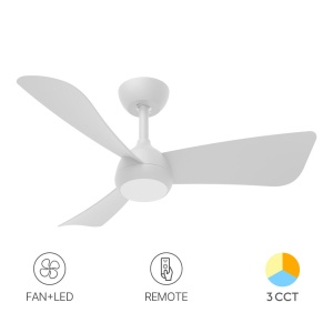 Plafoniera LED cu ventilator, Braytron, 18W+30W, CCT, lumina calda/neutra/rece, alb, telecomanda