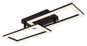 Plafoniere LED, Plafoniera LED dreptunghiulara Sapena, 20W, 1450lm, lumina neutra(4000 K), IP20, negru/opal, Globo Lighting - savelectro.ro