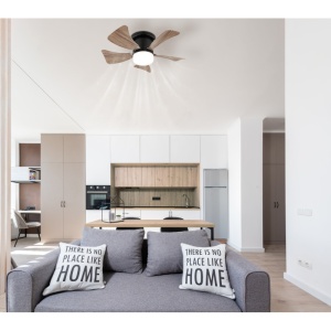Plafoniera LED Hines, cu ventilator, 10W, 750 lm, lumina calda/neutra/rece, IP20, negru mat, Globo Lighting [6]- savelectro.ro
