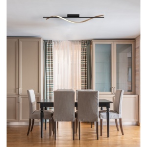 Plafoniera LED Watkins 20.5W, 1085 lm, lumina calda (3000K), 115 cm, neagra mat+imitatie lemn, Globo Lighting [3]- savelectro.ro