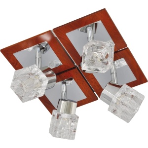 Plafoniere, Plafoniera Ritz KL-7727, 4xG9, crom + lemn nuc, design modern, IP20 - savelectro.ro
