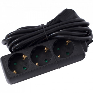 Prelungitoare Electrice, Prelungitor 3 prize 1.5 metri, cablu 3x1, max 10A, negru, Strohm - savelectro.ro