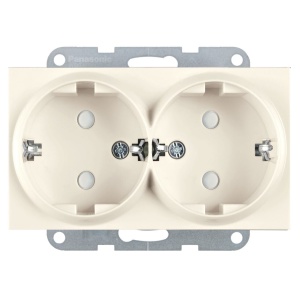 Prize si intrerupatoare, Priza dubla cu impamantare, protectie copii, 16A, IP20, Bej, Panasonic Karre Plus 55 - savelectro.ro