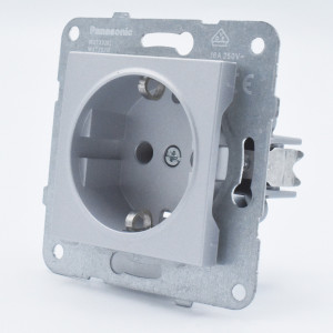 Priza simpla cu impamantare, 16A, IP20, Argintiu, Panasonic Arkedia Slim \ Karre Plus