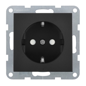 Prize si intrerupatoare, Priza simpla cu impamantare, protectie copii, 16A, IP20, Grafit, Panasonic Karre Plus 55 - savelectro.ro
