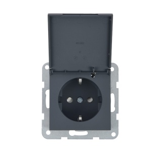 Priza simpla cu impamantare si capac, protectie copii, 16A, IP20, Night, Panasonic Karre Plus 55 Soft Touch [1]- savelectro.ro