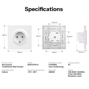 Priza simpla Fusion WS01STPF-E, 16A, alba, Sonoff  [8]- savelectro.ro
