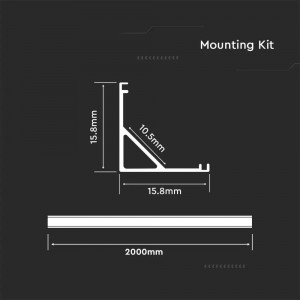 Profil aluminiu banda led, de colt, lungime 2 metri, IP20, alb, V-TAC