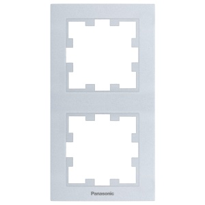 Prize si intrerupatoare, Rama dubla verticala, IP20, Argintiu, Panasonic Karre Plus 55 - savelectro.ro