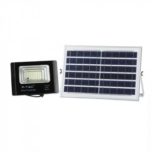 Reflector cu panou solar 12W, 550lm, IP65, 5000mAh, lumina rece 6000K, negru V-TAC, 2 ani garantie