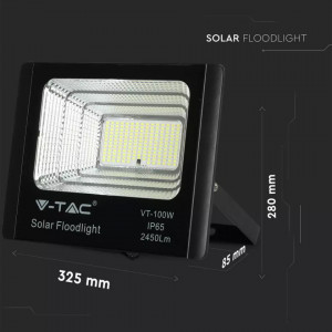 Reflector led cu panou solar 35W, 2450lm, IP65, lumina rece 6400K, Negru, V-TAC [4]- savelectro.ro
