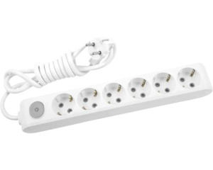 Resigilate, (RESIGILAT) Prelungitor 6 prize 1.5 metri + intrerupator X-tendia Panasonic, Alb - savelectro.ro