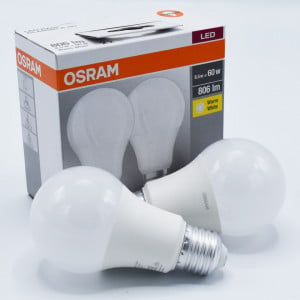 Set 2 becuri led 8.5W (60W), E27, 806 lm, lumina calda (2700K), opal, Osram