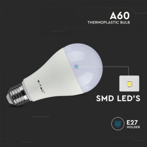 Set 3 Becuri LED 8.5W (60W) V-TAC, A60, E27, 806lm, Lumina Calda (3000K), Clasa Energetica F [4]- savelectro.ro