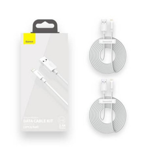 Set cablu de date Simple Wisdom USB la Lightning 2,4A, 2 bucăți/set, 1,5 m alb [7]- savelectro.ro
