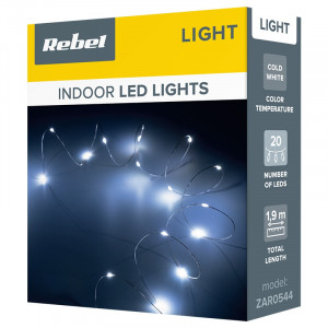 Sir luminos nanoLED, 20 leduri, 1.9 metri, 3.6W, cu baterii, lumina rece, Rebel [4]- savelectro.ro