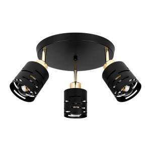 Spoturi, Spot aplicat Elen 3xE27, orientabil, rotund, IP20, negru+auriu, Masterled - savelectro.ro