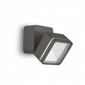 Aplice si felinare exterior, Spot de exterior LED OMEGA AP patrat, sticla, antracit, 7W, 650 lm, lumina neutra (4000K), 285511, Ideal Lux - savelectro.ro