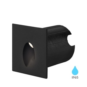 Spoturi exterior, Spot LED patrat incastrabil exterior 2W, 240lm, lumina calda (3000 K), IP65, aluminiu, negru, Braytron - savelectro.ro