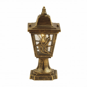 Stalpi iluminat exterior, Stalp pentru exterior Boston, 1 bec, dulie E27, bronz antic, transparent, sticla, Klausen - savelectro.ro