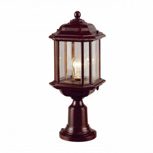 Stalpi iluminat exterior, Stalp pentru exterior Nuvola, 1 bec, dulie E27, maro, metal, sticla, Klausen - savelectro.ro