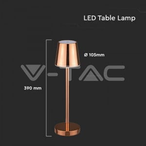 Veioza LED 10190-VT, dimabila, cu intrerupator, 3W, 80lm, lumina neutra, aurie, IP20, V-TAC [5]- savelectro.ro