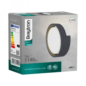 Aplica LED pentru exterior rotunda, 12W, 1140lm, lumina rece (6500K), gri, Braytron [5]- savelectro.ro