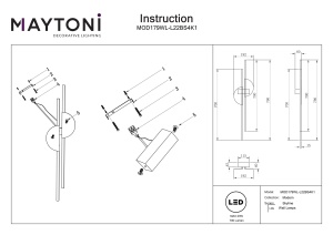 Aplica LED Skyline MOD179WL-L22BS4K1, 23W, 700lm, lumina neutra, IP20, neagra+aurie, Maytoni [4]- savelectro.ro
