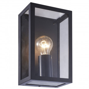 Corpuri de iluminat exterior, Aplica pentru exterior Power, 1 bec, dulie E27, neagra, sticla, Klausen - savelectro.ro