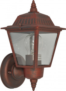 Aplice si felinare exterior, Aplica pentru exterior York, 1 bec, dulie E27, maro, metal, sticla, Klausen - savelectro.ro