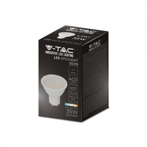 Bec LED 4.5W(35W) V-TAC VT-1975, GU10, 400 lm, lumina calda (3000 K), clasa energetica F [3]- savelectro.ro