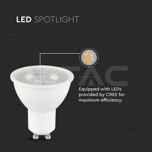 Bec LED 7.5W(70W), GU10, 610lm, lumina calda (3000 K), cip CREE, IP20, alb, V-TAC [2]- savelectro.ro