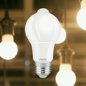 Bec LED 9W(60W) Braytron, E27, A60, 806 lm, 3000K, senzor miscare, clasa energetica F [5]- savelectro.ro