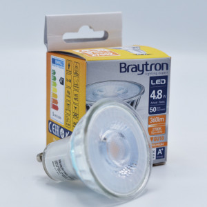 Bec led GU10 4.8W (50W), 360lm, 38 grade, lumina calda (2700K), semitransparent, Braytron