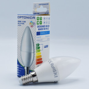 Bec led lumanare 8.5W (60W), E14, C37, 806lm, lumina neutra (4500K), opal, Optonica