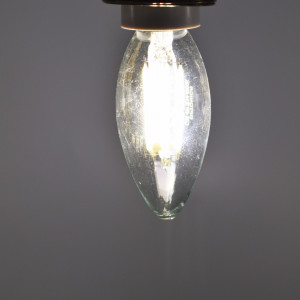 Bec led lumanare Vintage filament 4W (35W), E14, C35, 400lm, lumina neutra (4500K), clar, Optonica