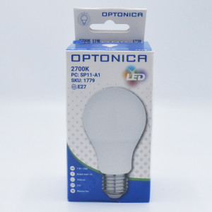 Bec LED opal 11W (75W), 1055 lm, lumina calda (2700K), A+, Optonica